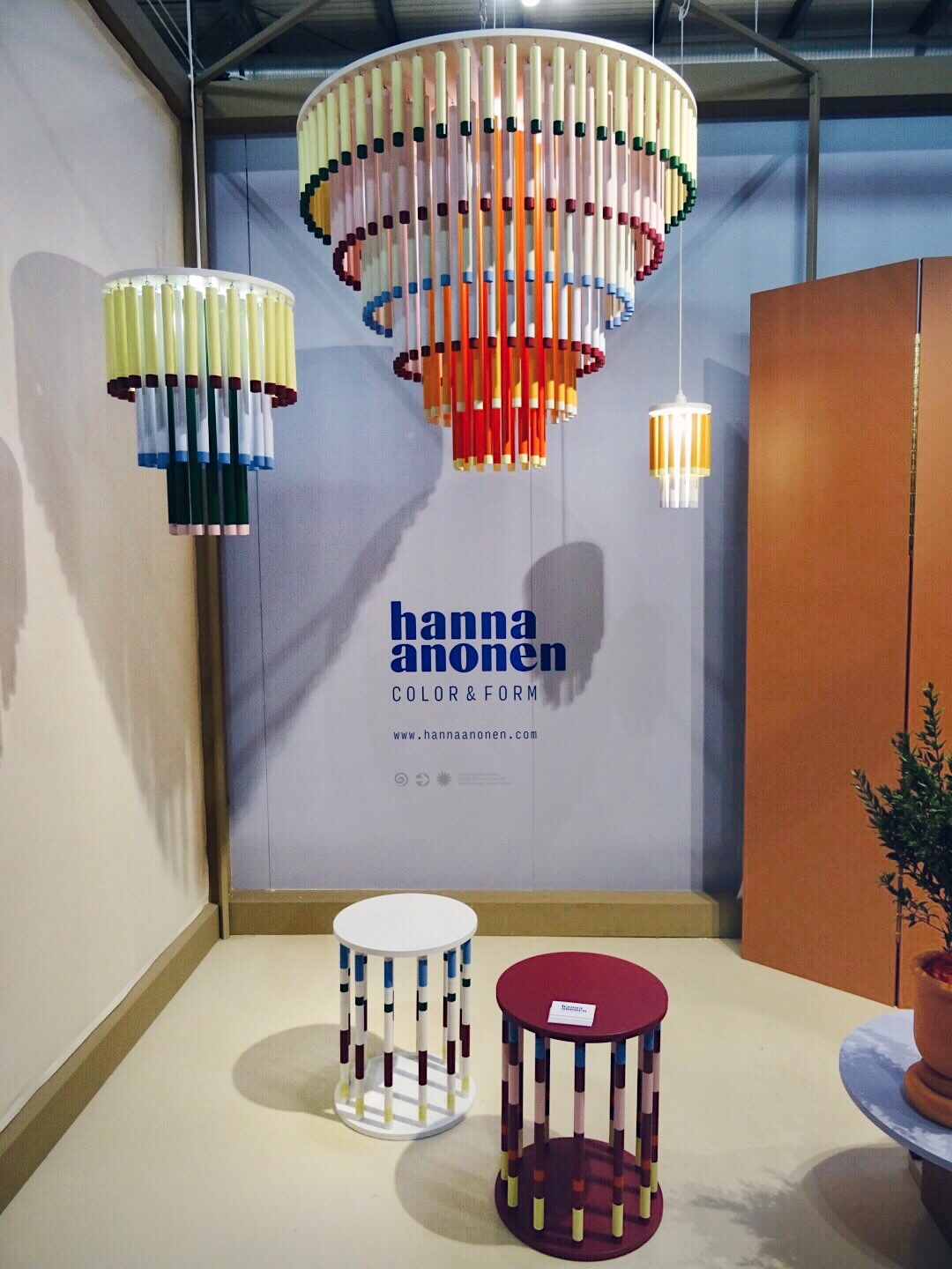 Hanna Anonen Cocktail ceiling lamp and Merry-go-round tables