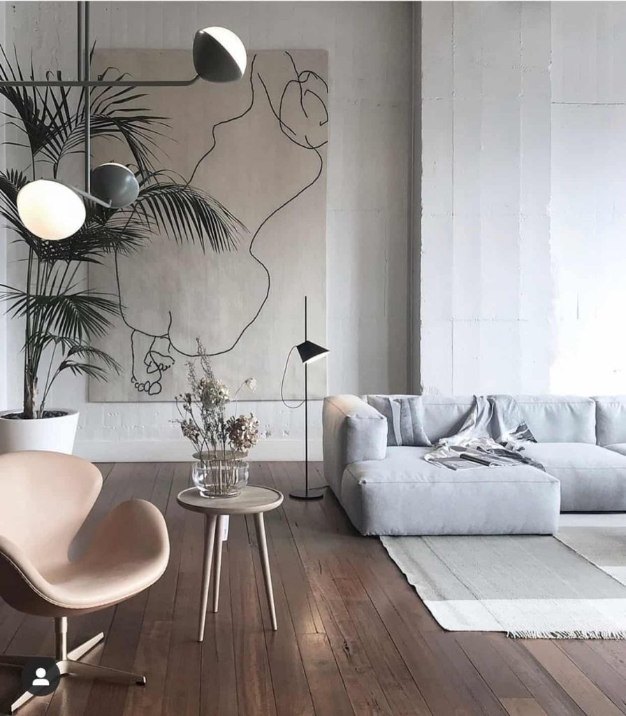 Line art in a modern living room